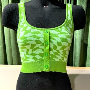 LA Hearts by Pac Sun, Green Patterned Women's Sweater Tank Top